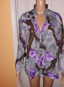 Flowy elegant purple and gray blouse